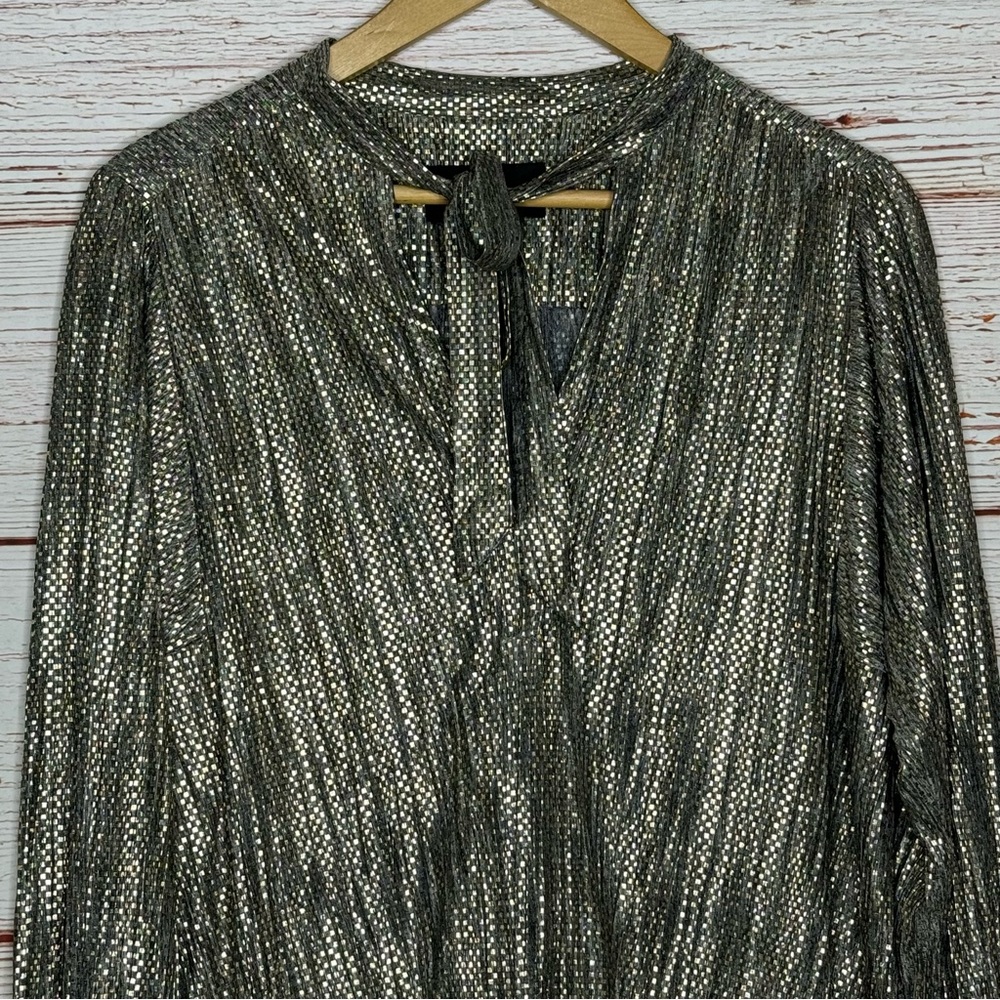 Sabina Musayev Eugene Gold Tied Shimmer Tunic Dress Sz M - Picture 9 of 16